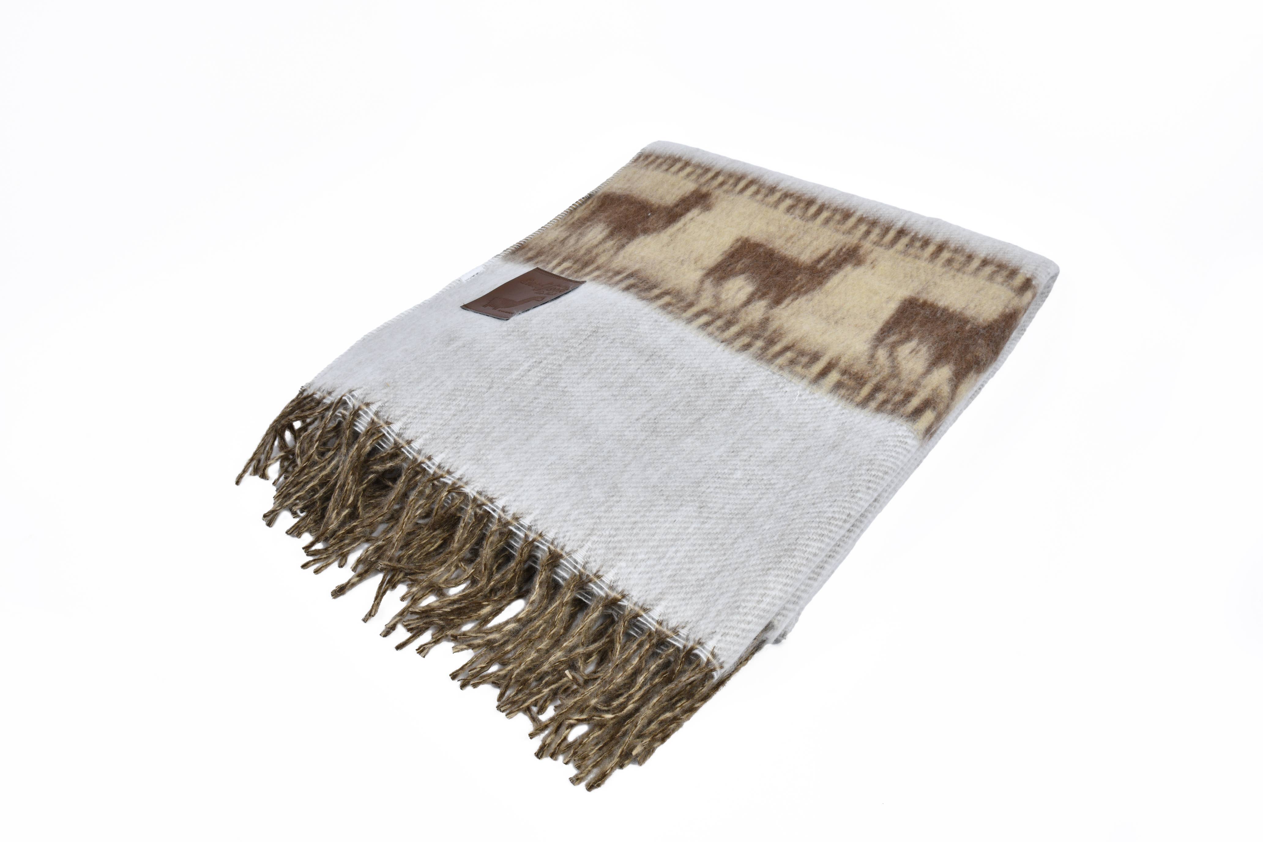 Sanyork Fair Trade - Wholesale Throw blanket - Alpaca Blanket Brushed Alpaca Line Design Tan and Brown