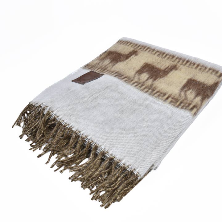 Sanyork Fair Trade - Wholesale Throw blanket - Alpaca Blanket Brushed Alpaca Line Design Tan and Brown0