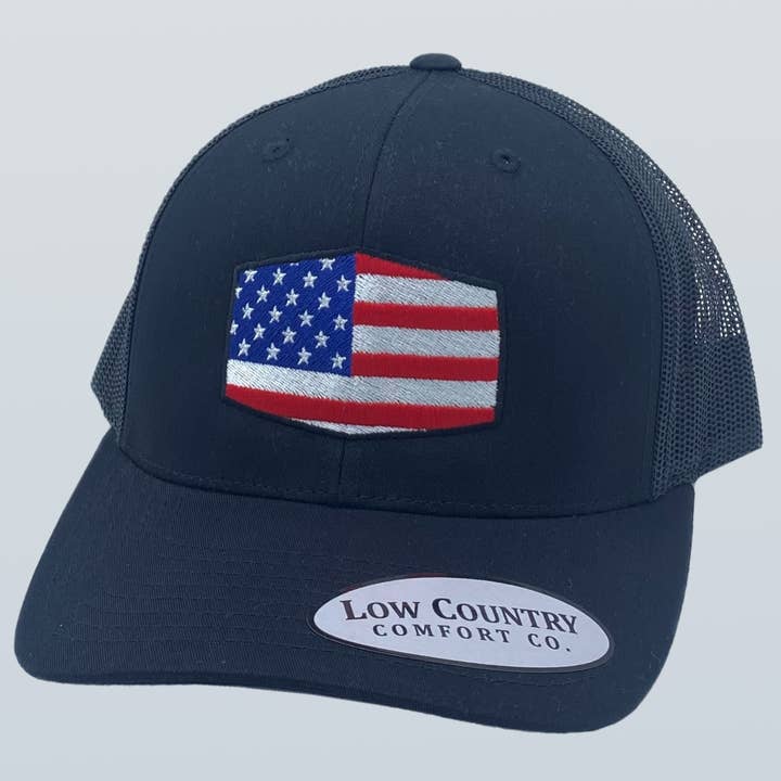 Freedom Series Flag Black Hat for wholesale by Riverbed Threads