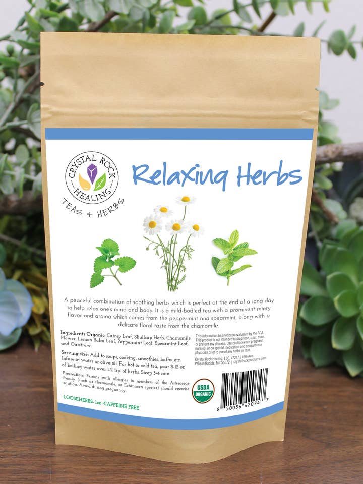 Relaxing Herbs 1oz Organic for wholesale by Crystal Rock Healing, LLC