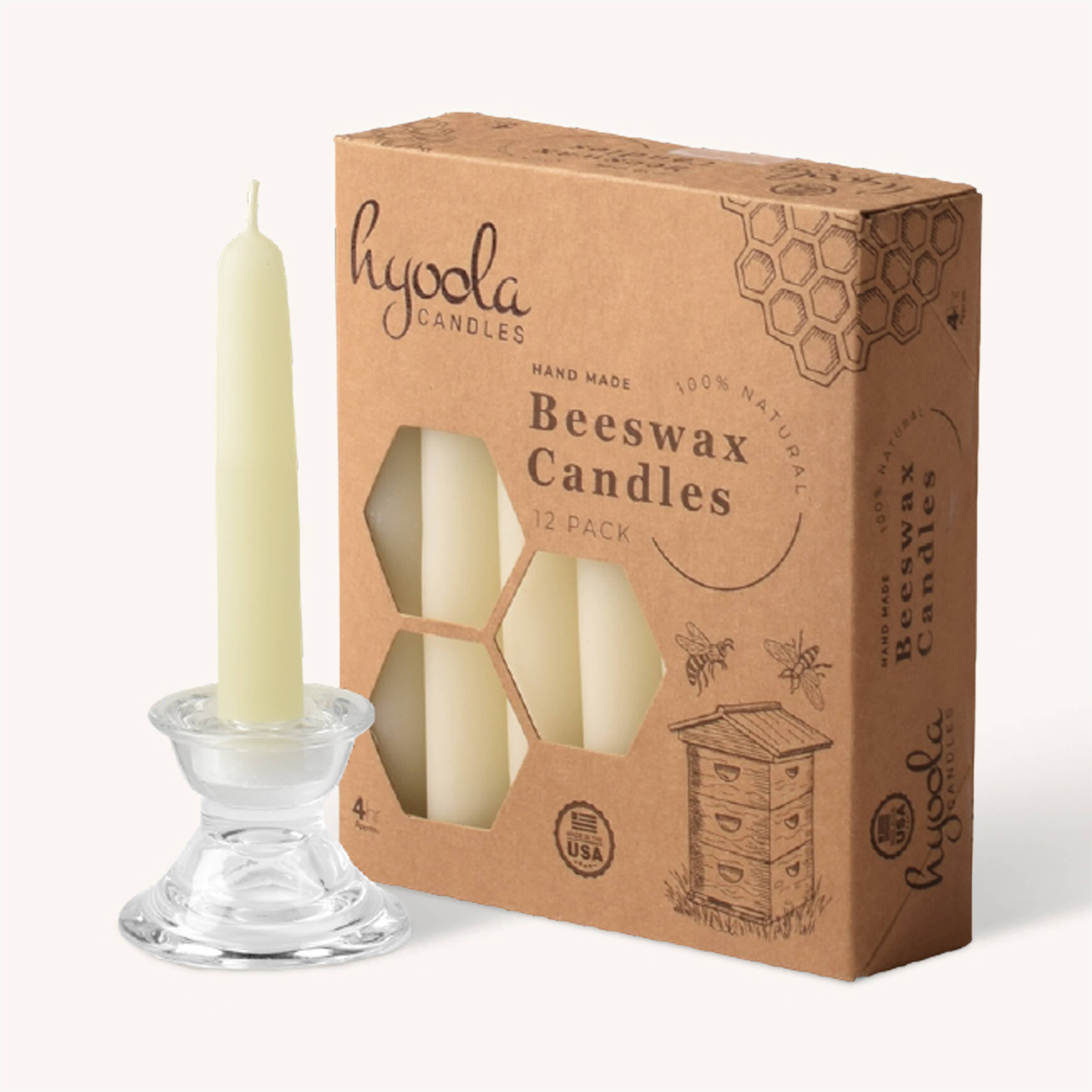 Hyoola Candles - Vendita all'ingrosso Candele a colonna - Candele bianche in cera d'api, 4 ore, confezione da 121