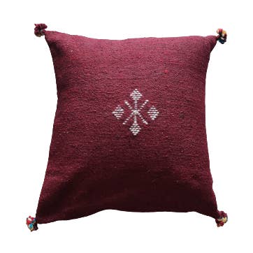 Marokkansk Bordeaux bomuldspude for engroshandel hos Mazir Décoration
