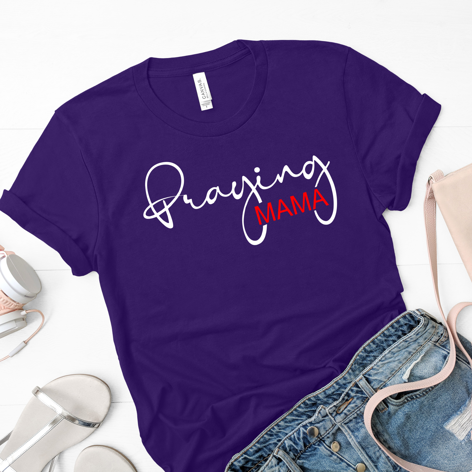 Love Ann Joy Apparel, LLC - Wholesale Screen Printed T-Shirt - Women's - Praying Mama Christian T-Shirt Mother's Day Gift1