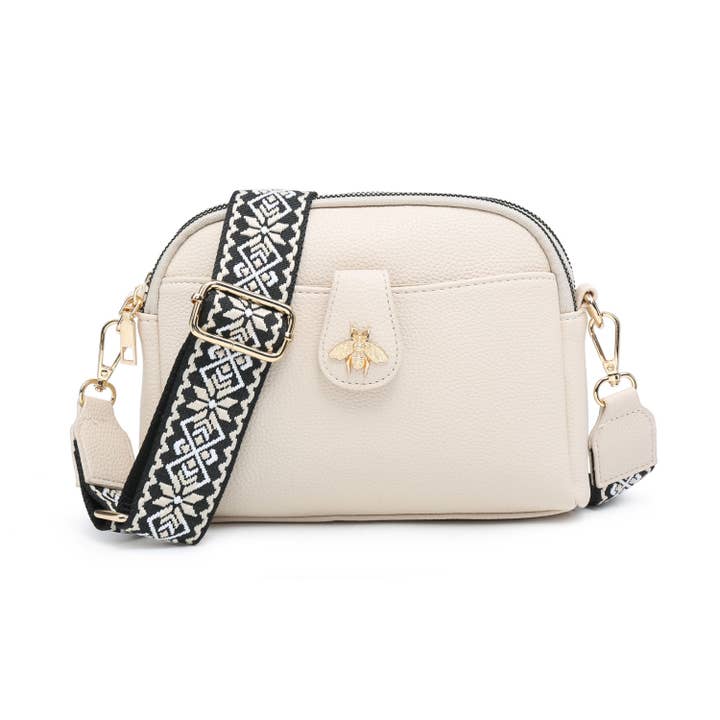Papaya Fashion Ltd - Wholesale Crossbody bag – Women's - B23002 Bee Cross Body Handbag with double zip top sections2