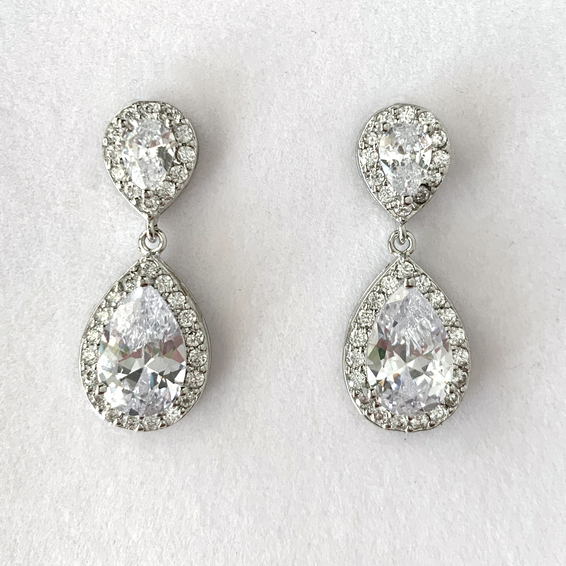 Amandine Jewelry - Wholesale Dangle Earrings - Sofie Halo Teardrop Bridal Earrings0