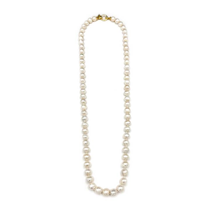 103-01-G | COLLANA BIANCA BAM BAM 34" (SU ORO) per la vendita all'ingrosso da parte di Girl With A Pearl