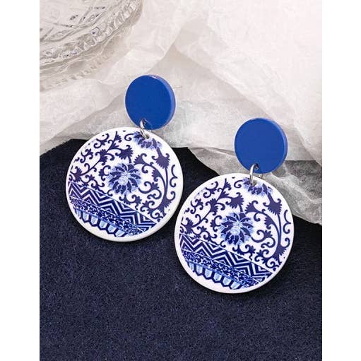 JOSSLYN by wall to wall - Wholesale Hangende/ronde oorbellen - TRENDY TOILE-PATROON BLOEMIGE OORBELLEN | 40E3561