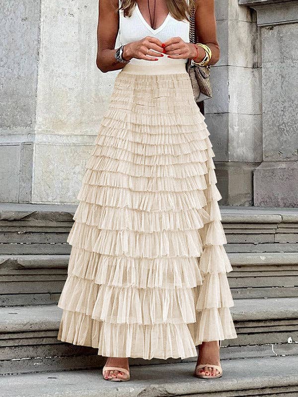 UZ Wholesale Store - Vendita all'ingrosso Gonna - Donna - Gonne a ruota con vita alta in tulle tinta unita2