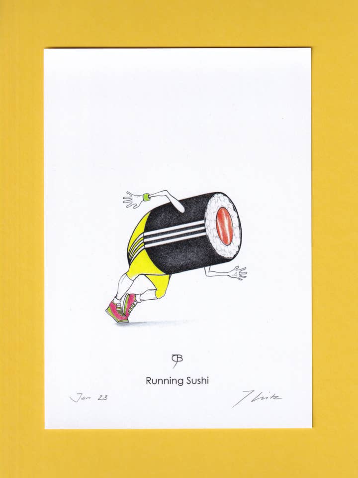 Impression d'art - A5, signée - « Running Sushi » pour la vente par Julian Opitz