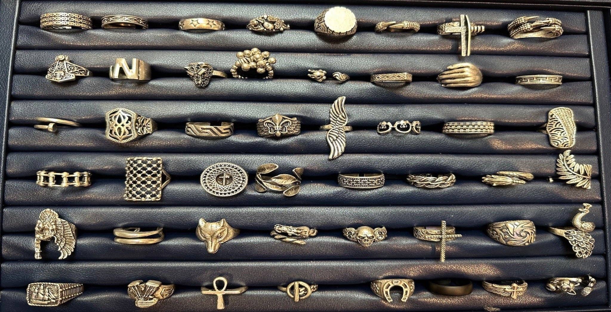 CRETE TRADING INC - Wholesale Jewelry Set - Wholesale Zamac Stainless Unisex Adjustable Rings MIX Design1