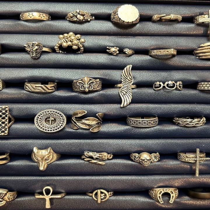 CRETE TRADING INC - Wholesale Jewelry Set - Wholesale Zamac Stainless Unisex Adjustable Rings MIX Design1