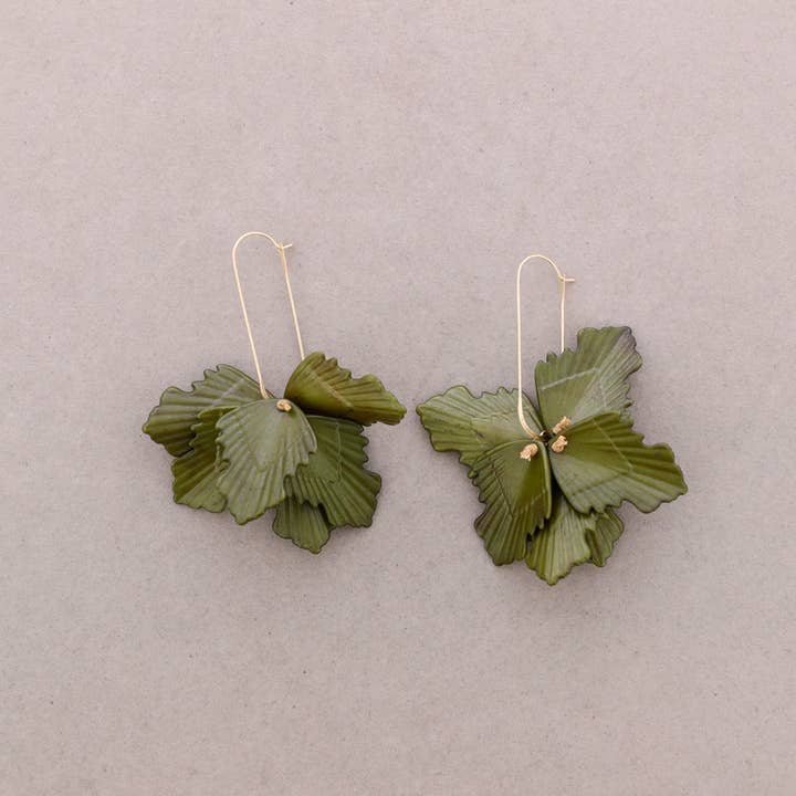 Sonata - Vendita all'ingrosso Gioielli a scatto - Orecchini Cerchio Foglie Resina