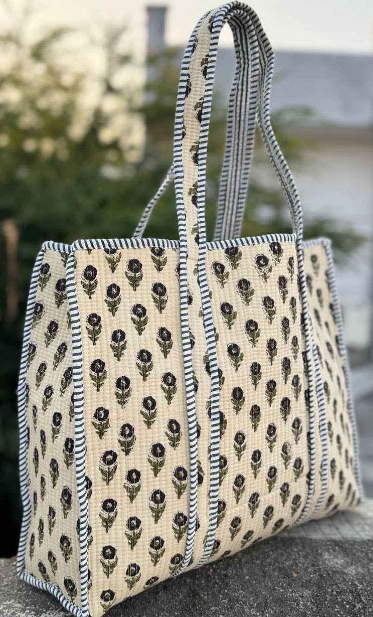 bhavnas boutique - Vente Sac porté épaule – femme - Sac en coton d'artisans indiens Sac à provisions Sac bandoulière matelassé2
