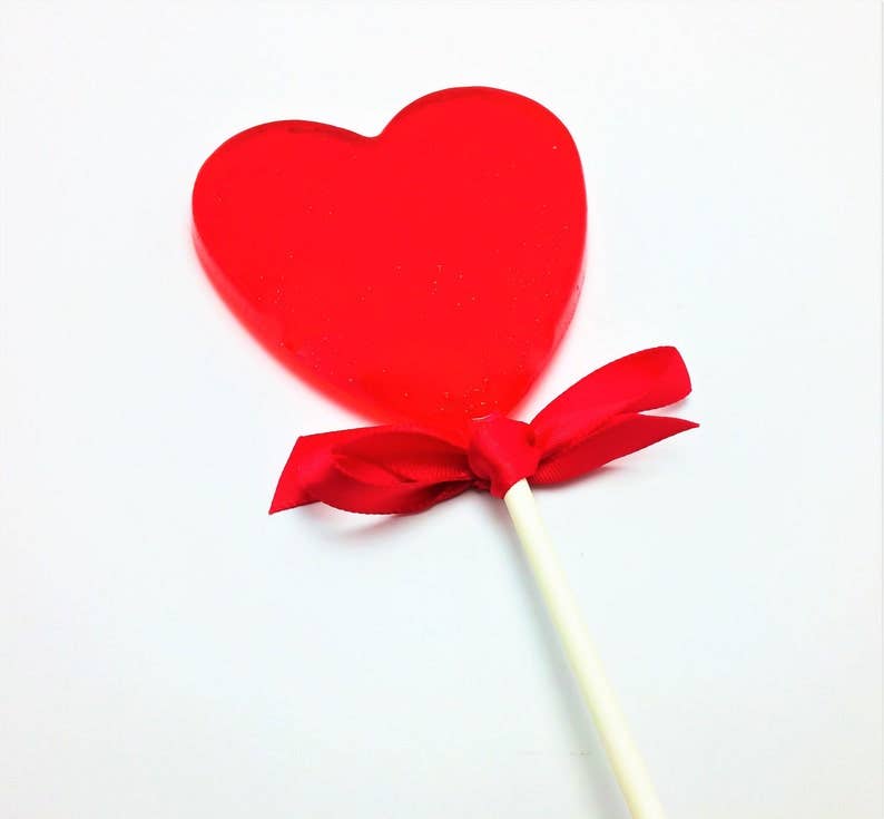 Lollipops by Candied Cakes - Wholesale Lollipop - LARGE 2.5" HEART LOLLIPOPS with SATIN RIBBON1