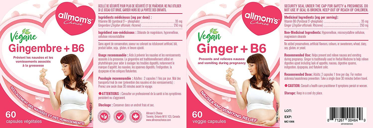 Allmom’s Choice - Wholesale Pre-Natal Supplement - Maternity - Allmom's Choice Vegan Ginger+B6 Morning Sickness Supplement5