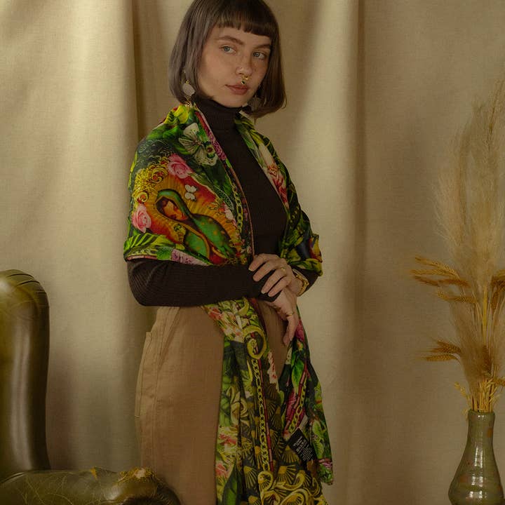 BROKANTE – wholesale Halsduk - Dam – Stor kashmirsjal 200x70cm, tryck MARIE3