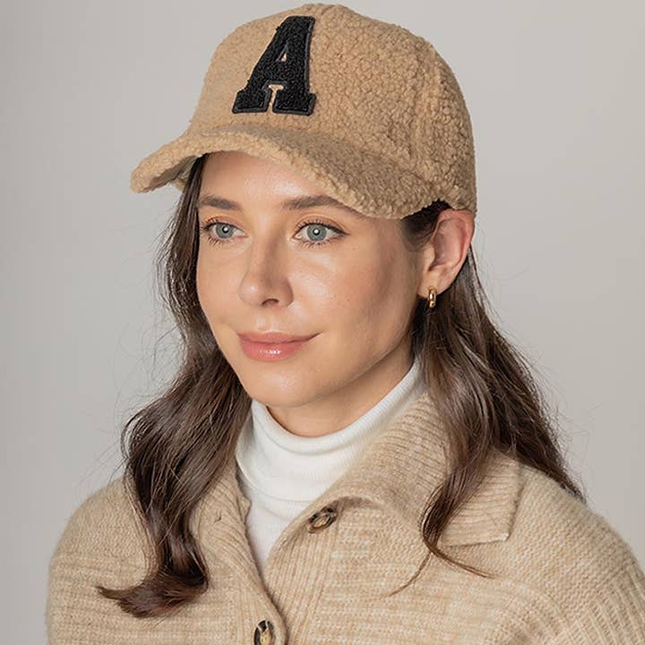 3AM BY H&D ACCESSORIES - Wholesale Baseball Cap - Women's - Letter A Sherpa Baseball Cap1