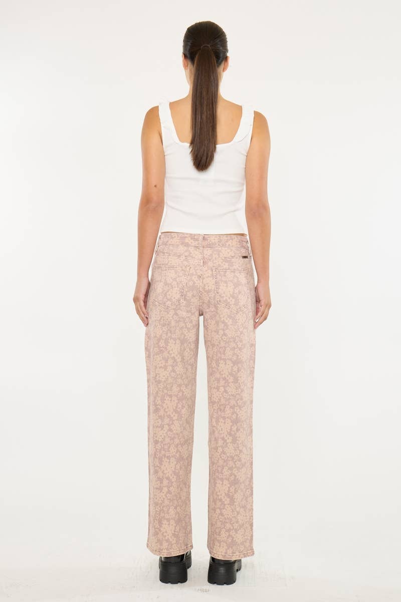 DUSTY ROSE HIGH RISE WIDE LEG JEANS-KC2166DR for wholesale on Faire5