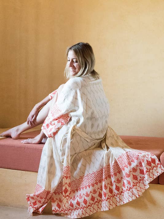 Pearl & Flame Organic Cotton Kimono Dressing Gown for wholesale by Verry Kerry