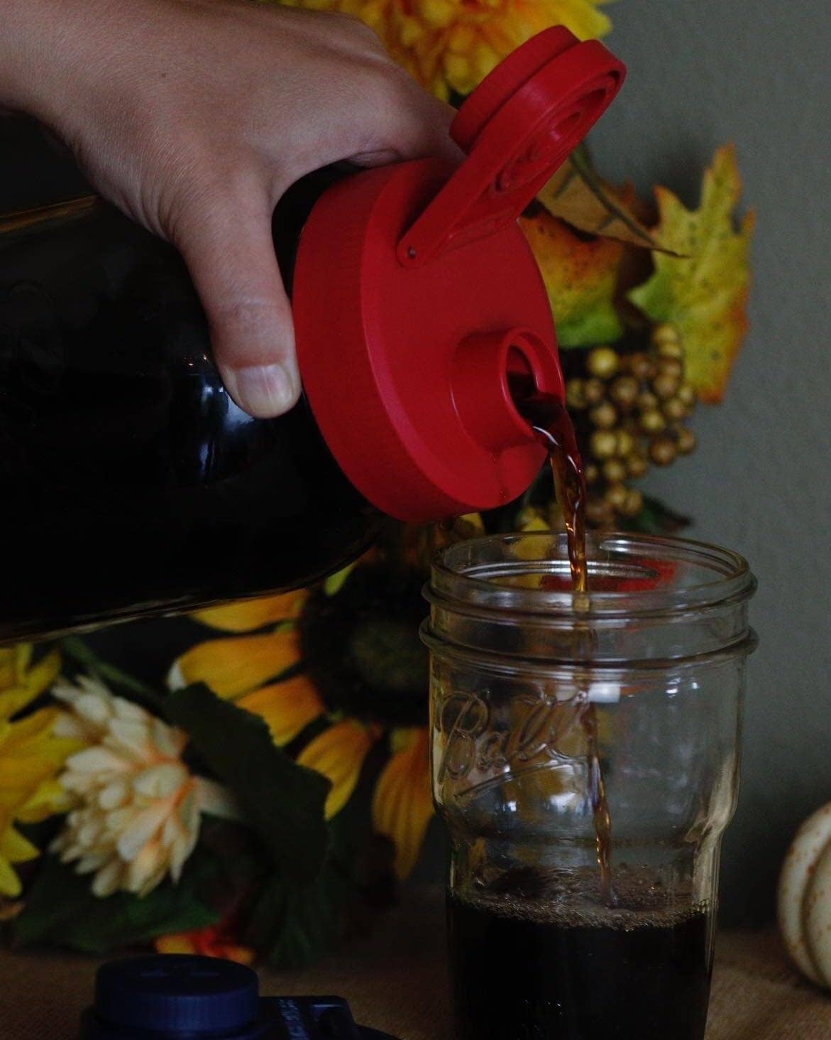 Brewing America - Wholesale Pitcher - Glass Mason Jar Pitcher with Pour Lid - Azure Standard Jar, 2 Quart (64 oz) Wide Mouth, Violet Purple 1-Pack6