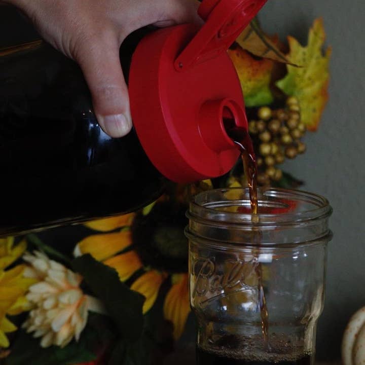 Brewing America - Wholesale Pitcher - Glass Mason Jar Pitcher with Pour Lid - Azure Standard Jar, 2 Quart (64 oz) Wide Mouth, Violet Purple 1-Pack6