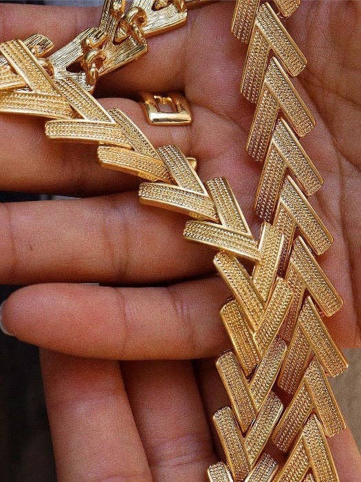 LanLivia - Wholesale Jewelry Set - Bold Look Vintage Style V Chain Necklace n Bracelet1