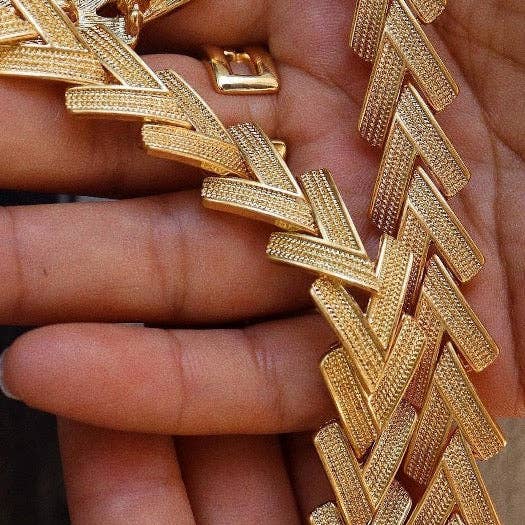 LanLivia - Wholesale Jewelry Set - Bold Look Vintage Style V Chain Necklace n Bracelet1