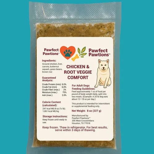 Chicken & Root Veggie Comfort 8oz for wholesale by Pawfect Pawtions
