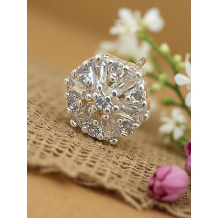 Jess & Lou - Wholesale Stud/Post Earrings - Cluster Silver Diamante Studs ER0921