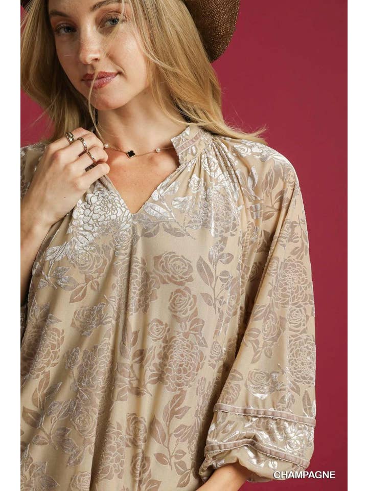 Vanilla Monkey - Vendita all'ingrosso Camicetta - Donna - Blusa in Velluto Floreale Burnout3