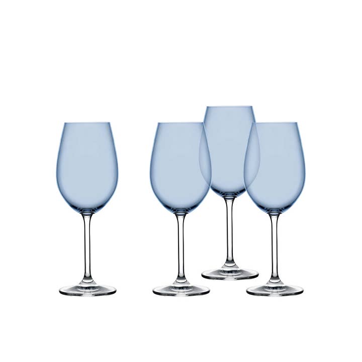Godinger - Wholesale Wine Glass - Set of Four Meridian White Wine - Blue & Purple