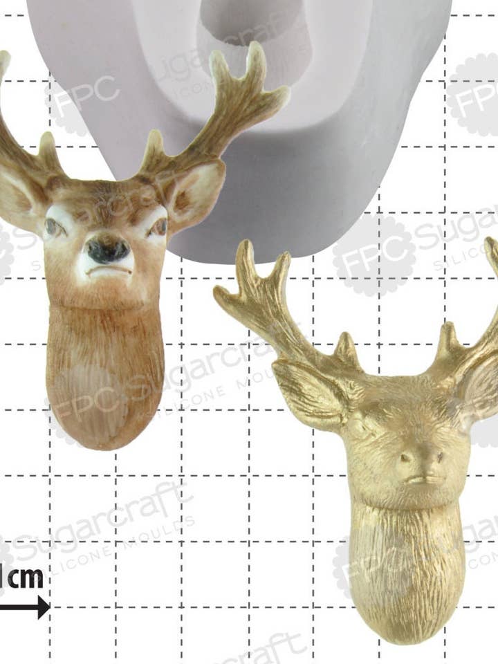 Stag Silicone Mould (Mold) - 'Stag's Head' for wholesale by FPC Sugarcraft