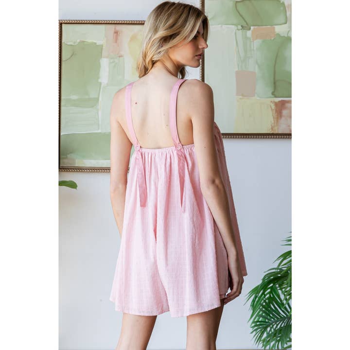 Veveret - Wholesale Romper - Women's - Textured Ribbon Detail Woven Mini Romper