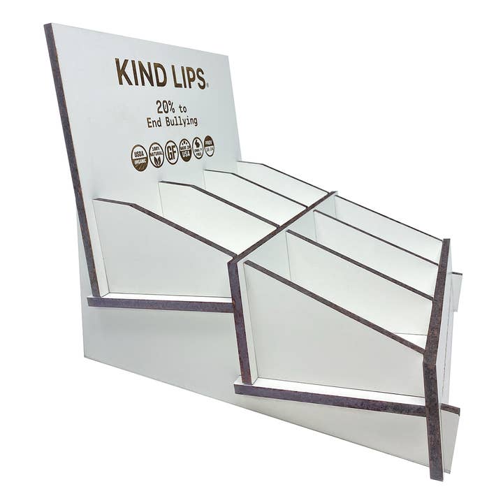 Kind Lips - Wholesale Retailer Display - Beauty & Wellness - Organic Lip Balm Wood Display Box Holds 90 Tubes