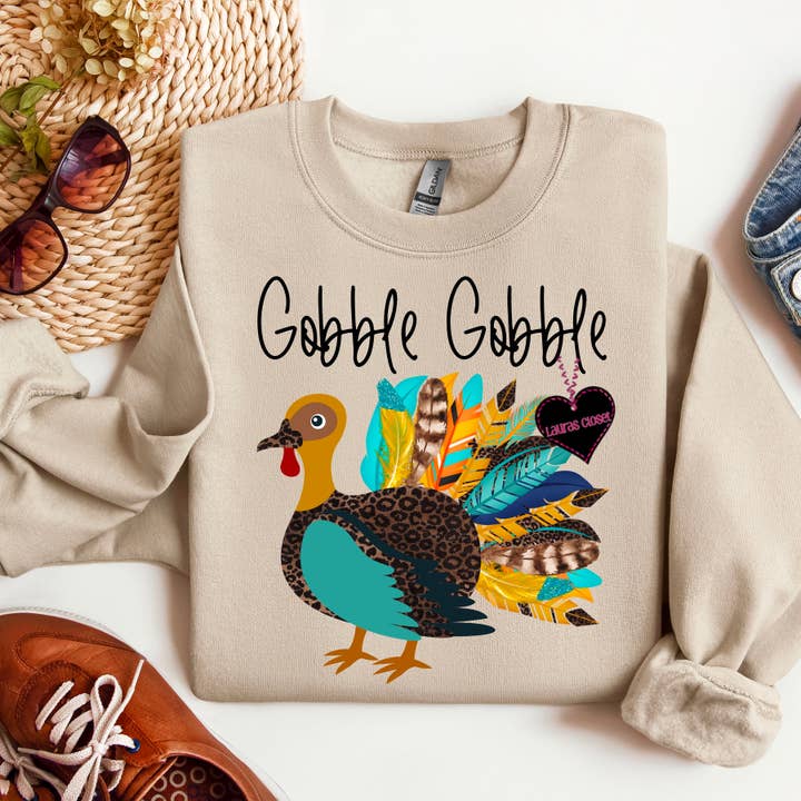 GOBBLE GOBBLE TURKEY- Graphic Tee for wholesale by Lauras Closet