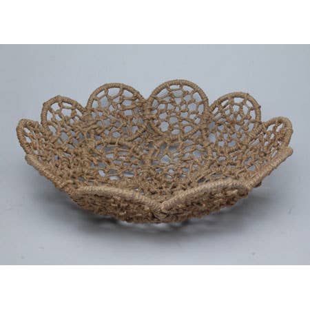 India Handicrafts Inc - Wholesale Basket - 18" Jute Floral Basket2