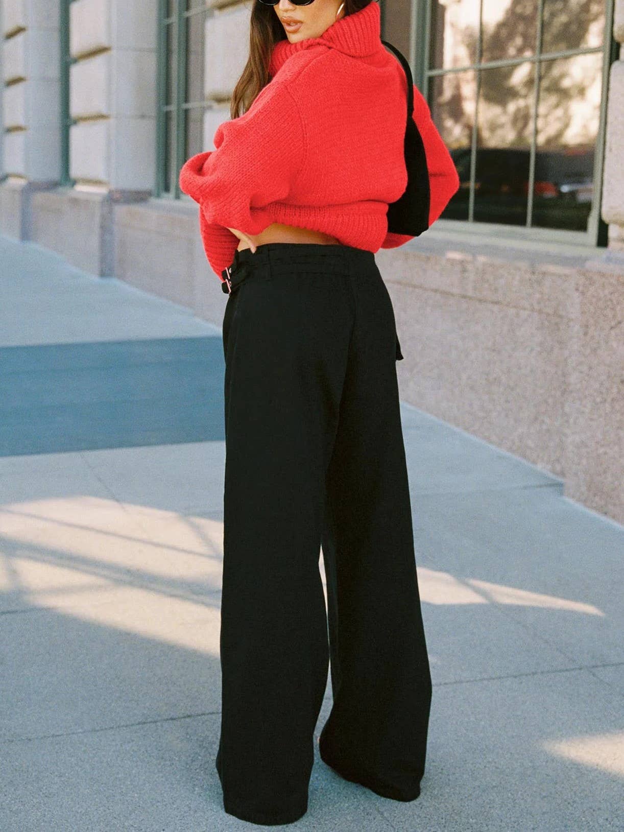 Rosa Clothing - Wholesale Pants - Women's - Street Adjustable Waist Side Pockets Detail Cargo Pants5