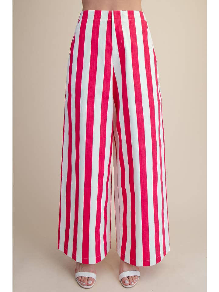Glam - Wholesale Pants - Women's - Mid-Rise Wide Leg Stripe Pants3