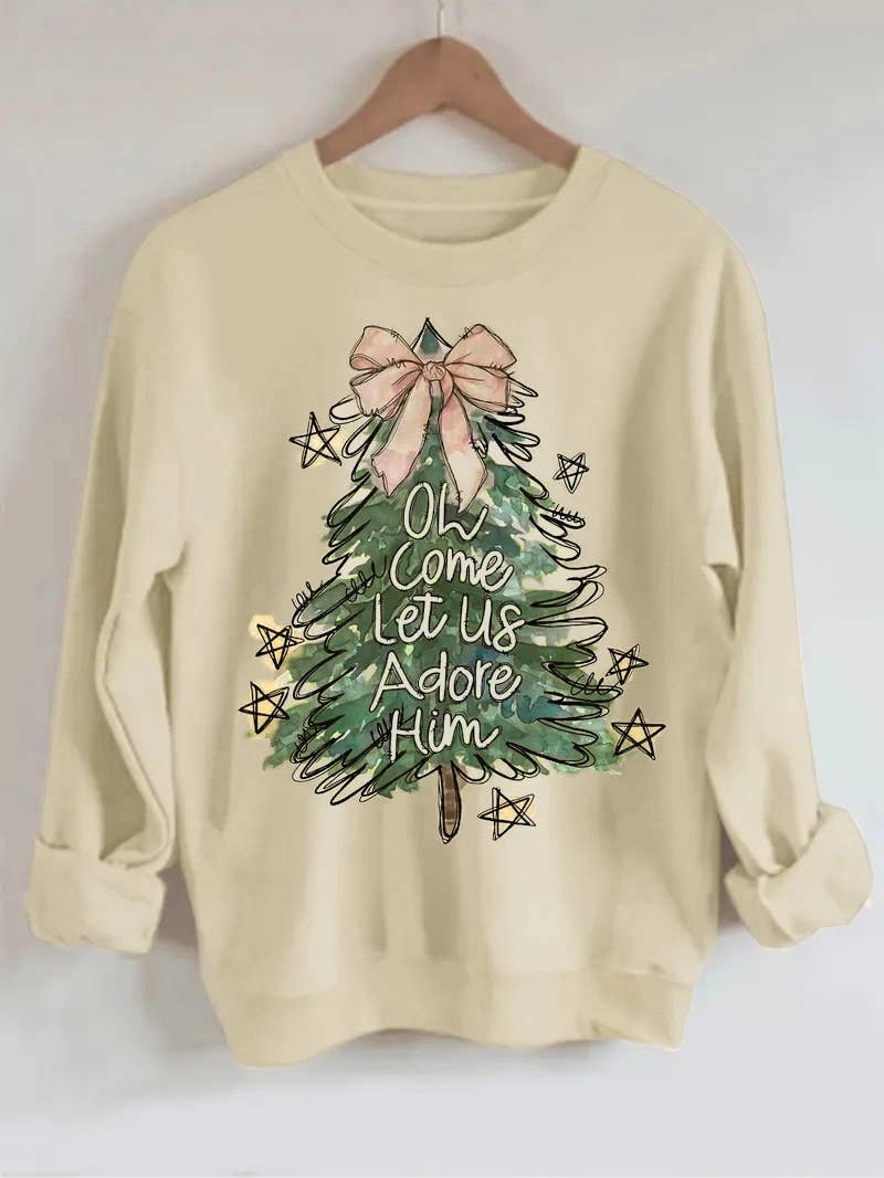 Rosa Clothing - Wholesale Sweatshirt - Women's - Merry & Bright christmas tree santa crew sweatshirt9