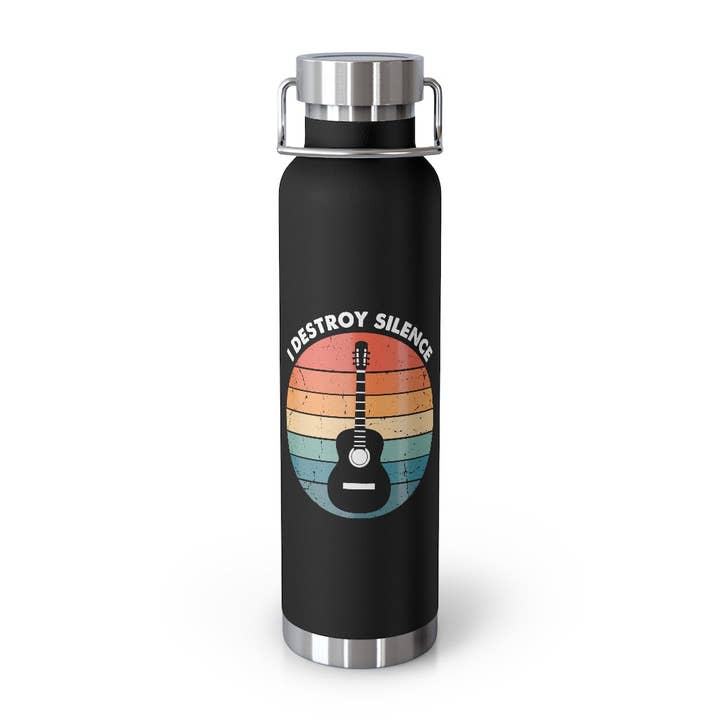 Copper Vacuum geïsoleerde fles 22 oz Hilarische I Destroy Silence tokkelende ukeleles gitaarliefhebber Humoristische instrumentalistische gitarist Orkestfan voor wholesale door Teegarb LLC