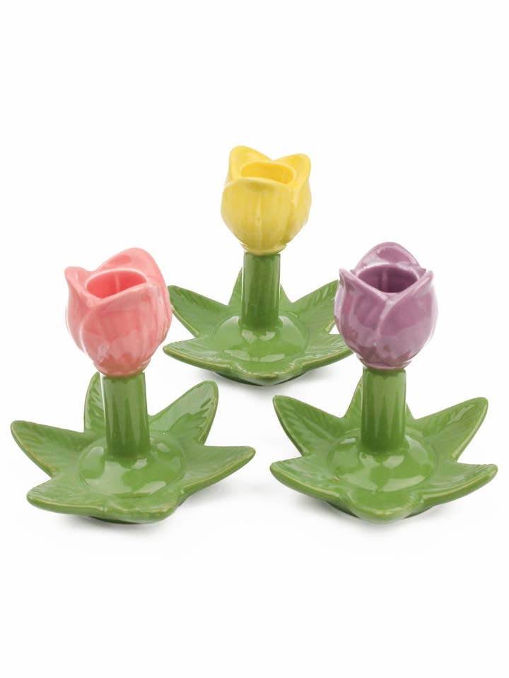 TALL PORCELAIN TULIP CANDLESTICK HOLDER PACK OF 6 for wholesale by My Doris