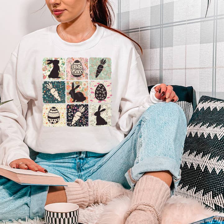 Retro Boho Easter Bunny - Sweatshirt for wholesale by Cash & Drix Wholesale