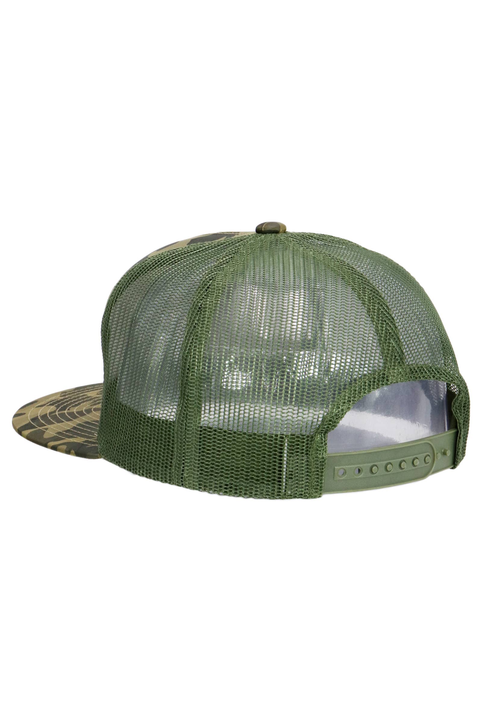 Cap Zone - Wholesale Trucker Hat - Unisex - Solid Front Nylon Camo 7 Panel Flat Trucker Hat2