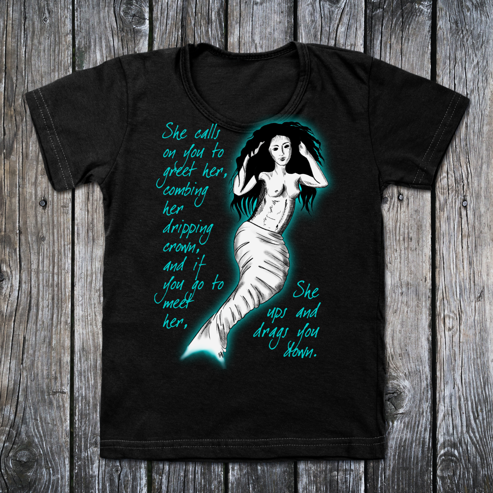 Hannah Kate Makes - Wholesale T-Shirt (Graphic) - Unisex - Mermaid T-shirt - Black - 100% Cotton - Regular/Fitted11