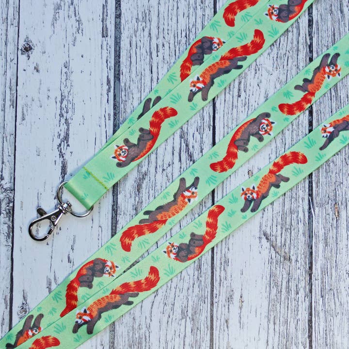 Red Pandas Lanyard for wholesale by Lyndsey Green Illustration