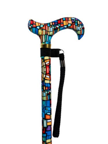 Canne ajustable en vitrail en mosaïque avec bracelet tressé pour la vente par WC Walking Canes