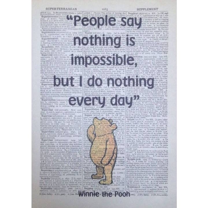 Winnie The Pooh Dictionary Wall Art Print - Quirky Pooh Art for wholesale by Parksmoonprints