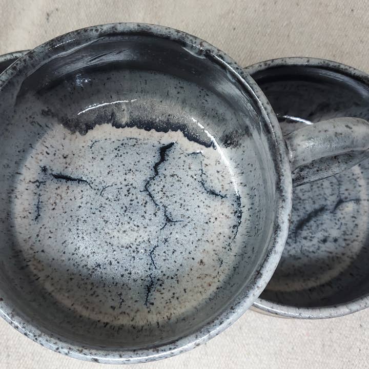 Turtle Hollow Pottery - Wholesale Bowl - Flower Garden soup bowl in snow storm glaze