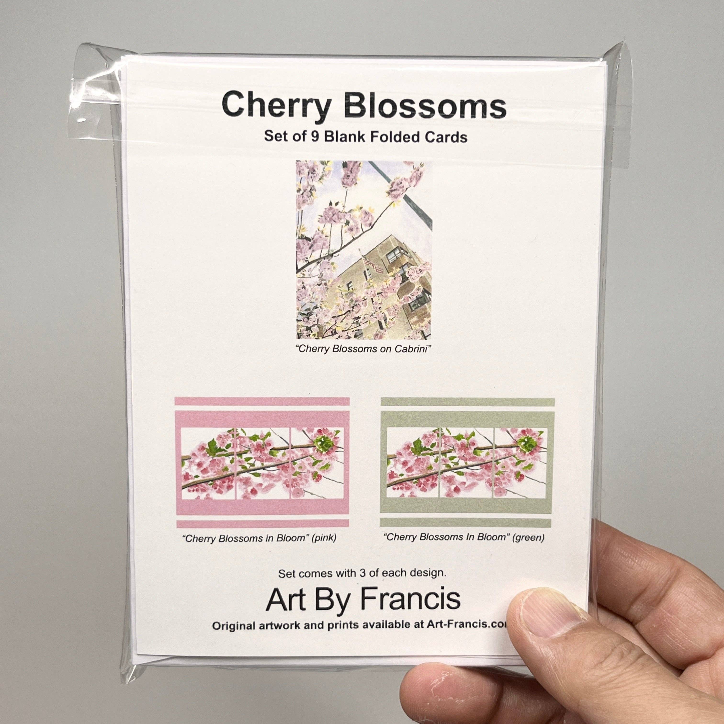 Art By Francis - Wholesale Everyday Greeting Card - Notecards Assorted - Cherry Blossoms (9-pack)7