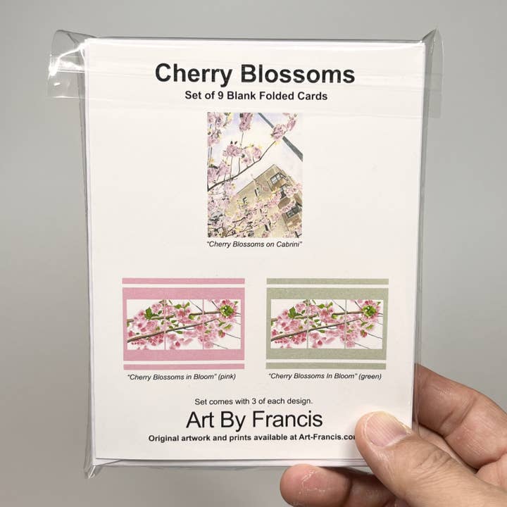 Art By Francis - Wholesale Everyday Greeting Card - Notecards Assorted - Cherry Blossoms (9-pack)7